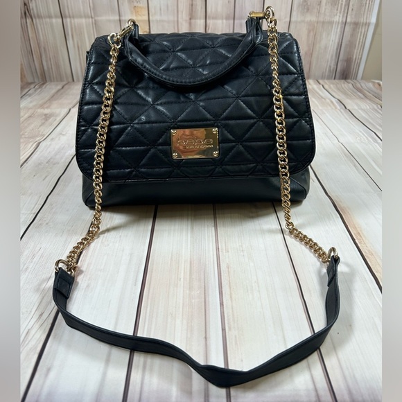 Parisian Chic Bebe Black and Gold Quilted Shoulder Bag. - Picture 1 of 14